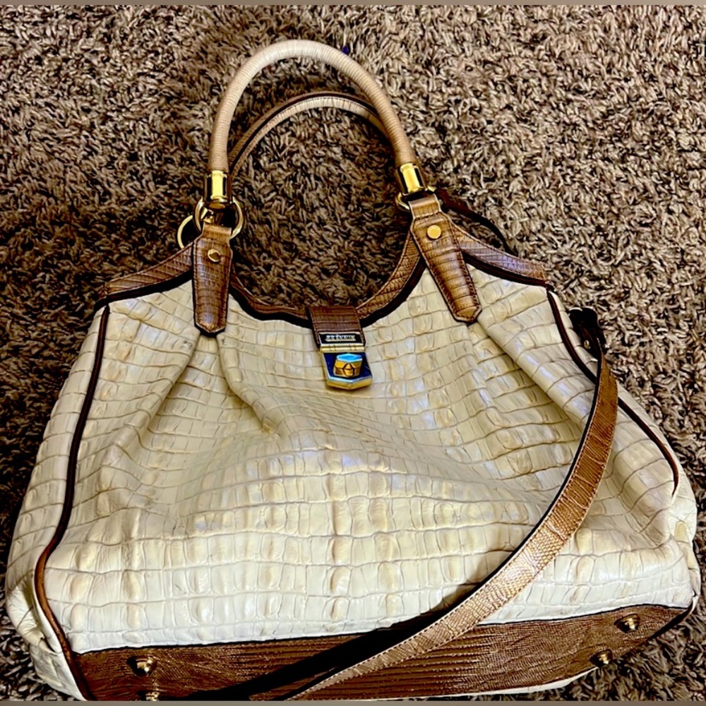 Brahmin Elisa Marshmallow Tri-Color Hobo Bag - Picture 5 of 16